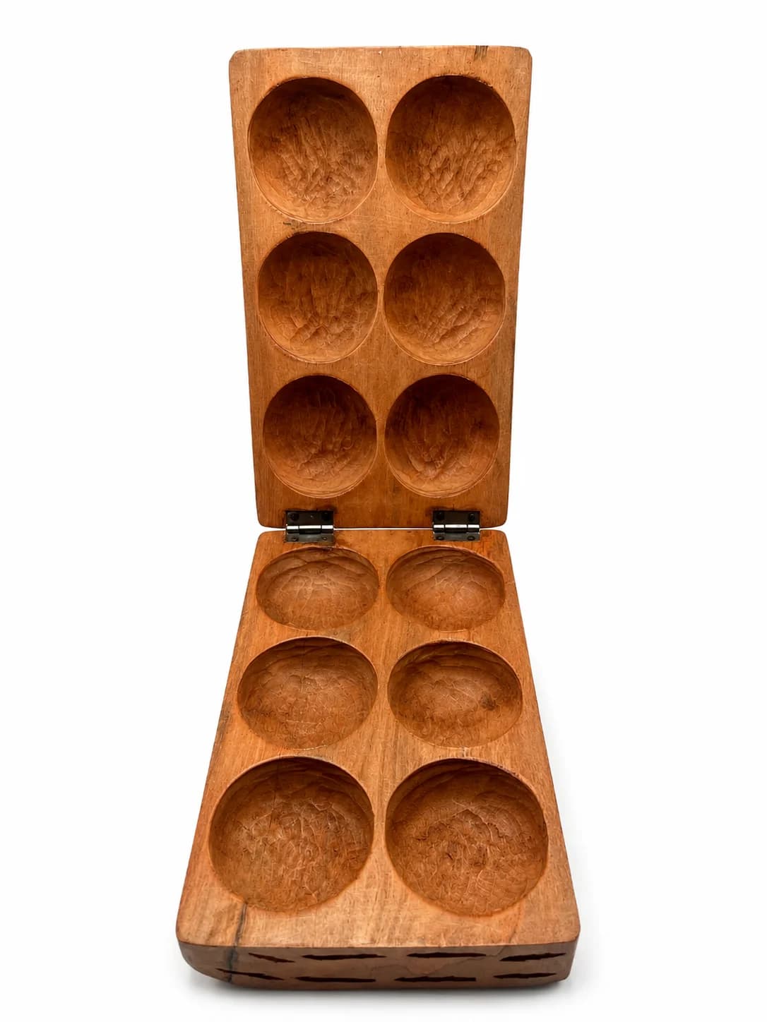 Awalé en coffret sculpté en bois de teck — Motif : Poisson dans la mer 4