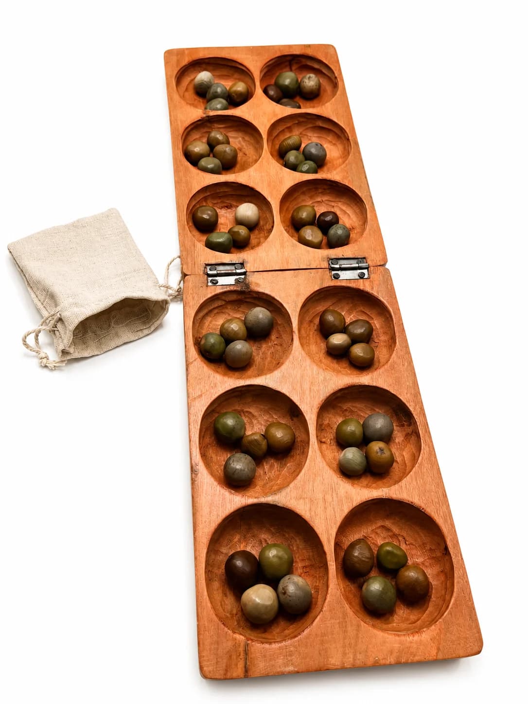Awalé en coffret sculpté en bois de teck — Motif : Poisson dans la mer 5