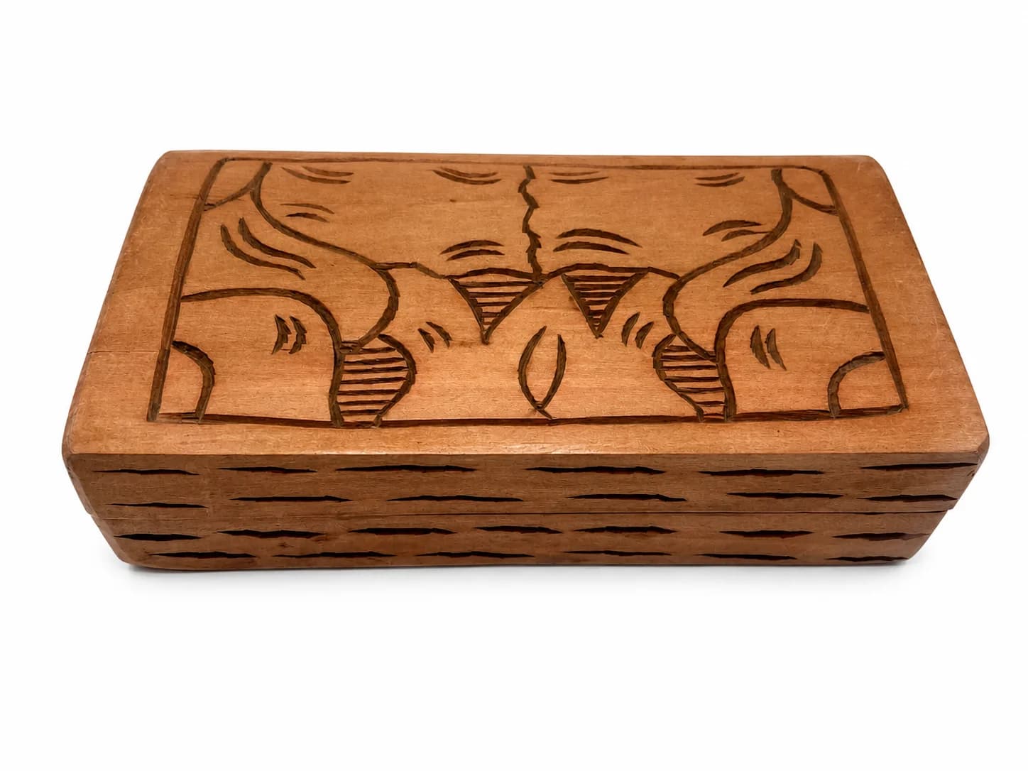 Awalé en coffret sculpté en bois de teck — Motif : Poisson dans la mer 6